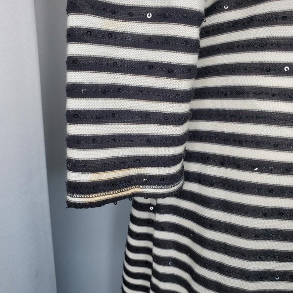 Express Sequin Black & White Stripe Dress - Picture 10 of 10